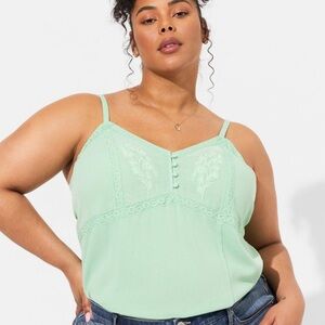 Torrid Crinkle Gauze Embroidered Babydoll Tank